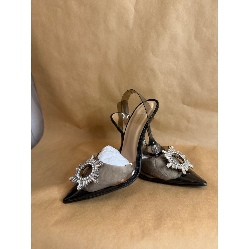 NWB Catherine Malandrino Jamie Smoke Clear Slingback Rhinestone Pumps - 7.5